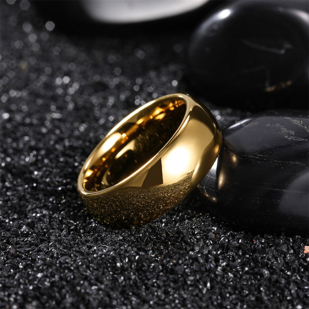 8mm Tungsten Carbide Rings Men Women 24K Gold Plated Wedding Bands