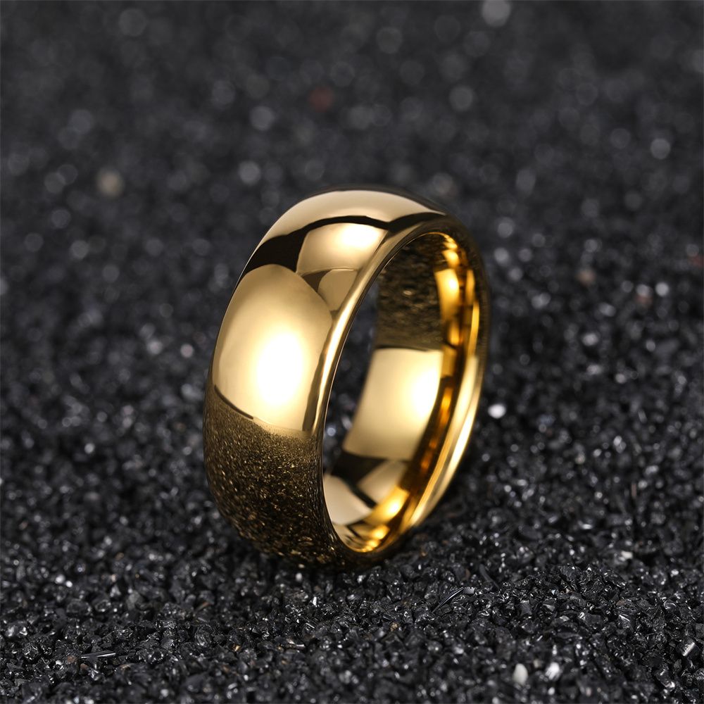 8mm Tungsten Carbide Rings Men Women 24K Gold Plated Wedding Bands