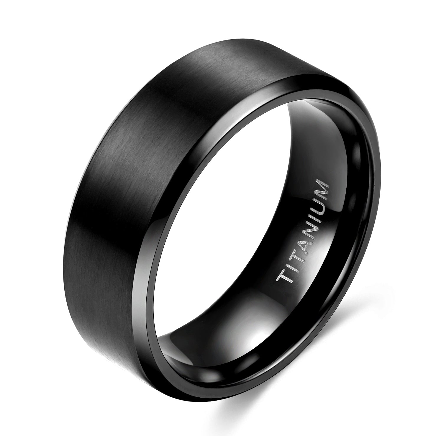 Classic 8mm Titanium Ring Men Women Black Matte Wedding Engagement Band Brushed Unisex Couple Rings