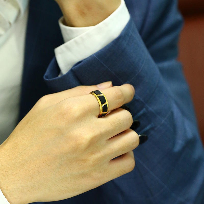 Customized 8mm 24K Gold Plated Black Brushed Matte Tungsten Carbide Ring for Men Wedding Band Wholesale