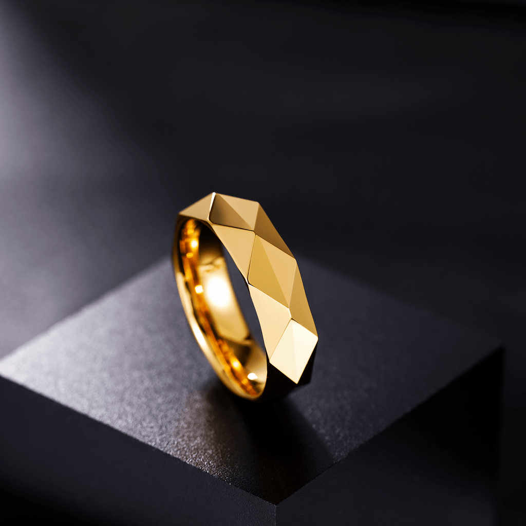 Customized Fashion Jewelry Wedding Band 6MM 24K Gold Plated Engraving Polished Tungsten Rings for Men