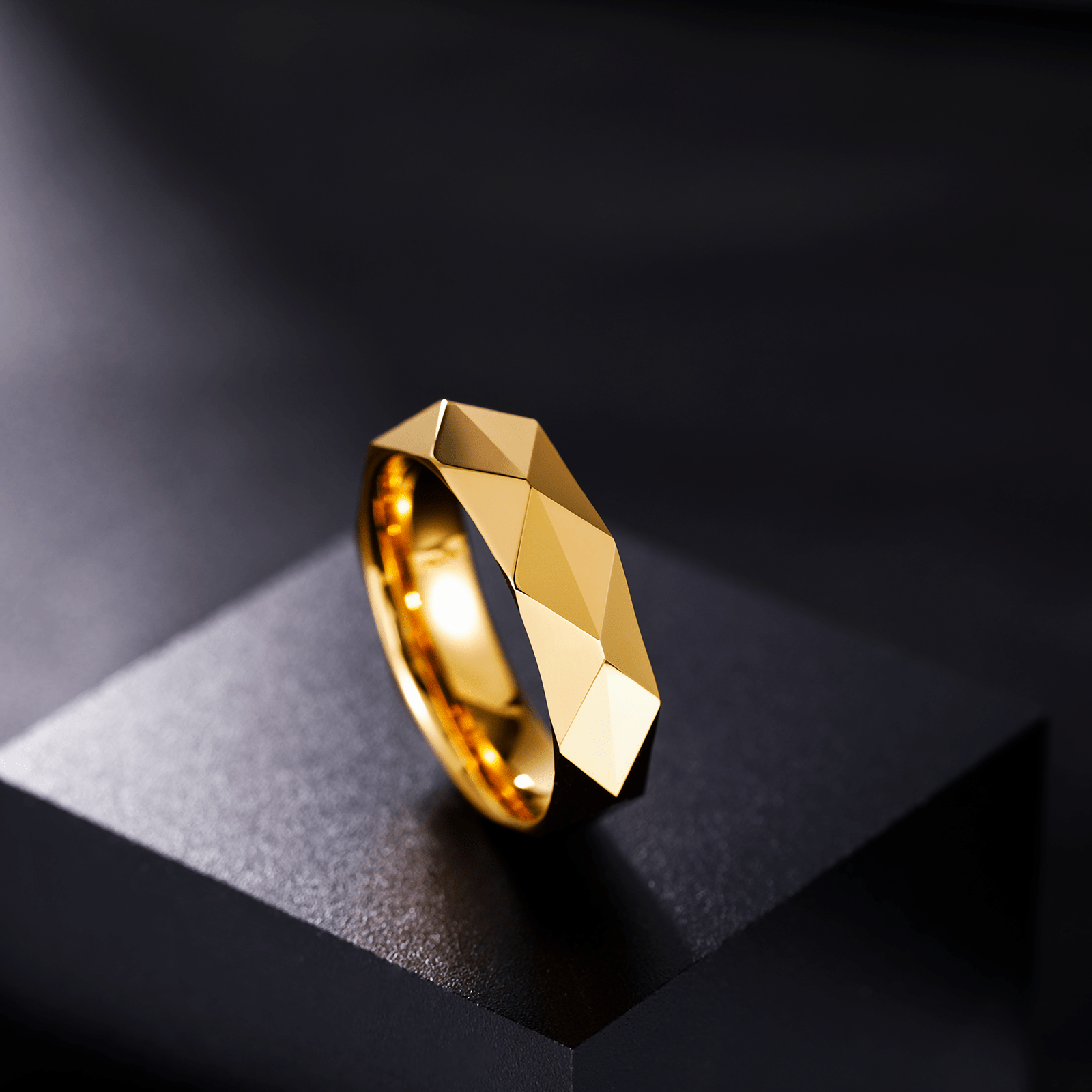 Customized Fashion Jewelry Wedding Band 6MM 24K Gold Plated Engraving Polished Tungsten Rings for Men