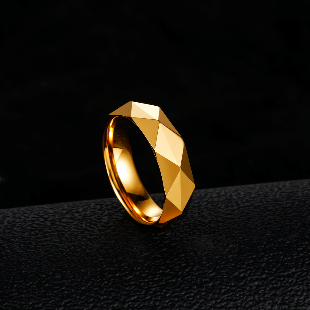 Customized Fashion Jewelry Wedding Band 6MM 24K Gold Plated Engraving Polished Tungsten Rings for Men