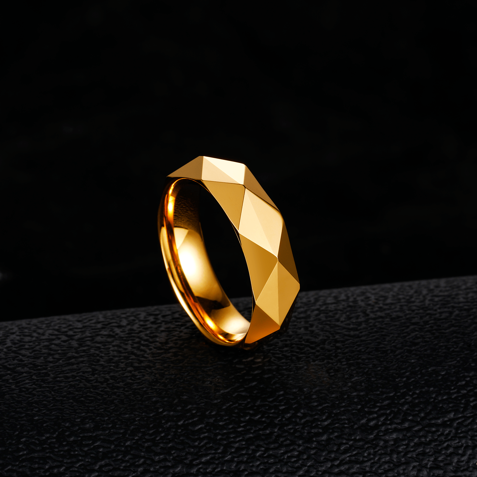 Customized Fashion Jewelry Wedding Band 6MM 24K Gold Plated Engraving Polished Tungsten Rings for Men