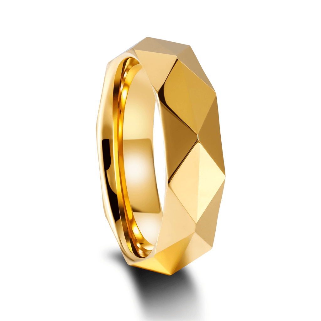 Customized Fashion Jewelry Wedding Band 6MM 24K Gold Plated Engraving Polished Tungsten Rings for Men