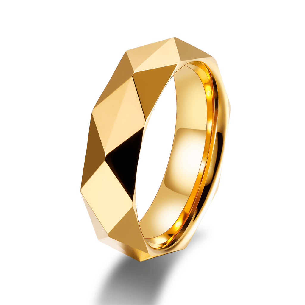 Customized Fashion Jewelry Wedding Band 6MM 24K Gold Plated Engraving Polished Tungsten Rings for Men