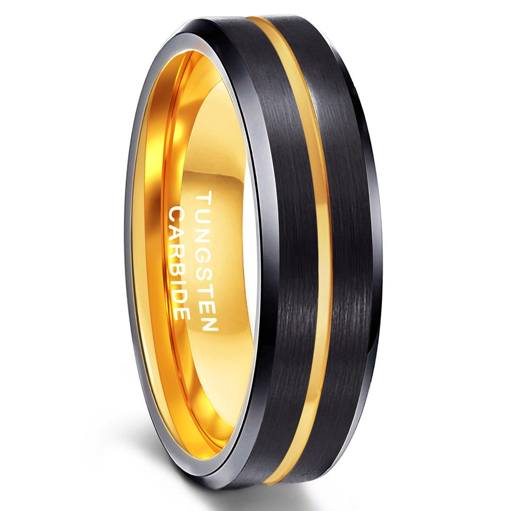 Fashion Jewelry 6mm Men Women Ring Classic Black Tungsten Ring Luxury Wedding Band