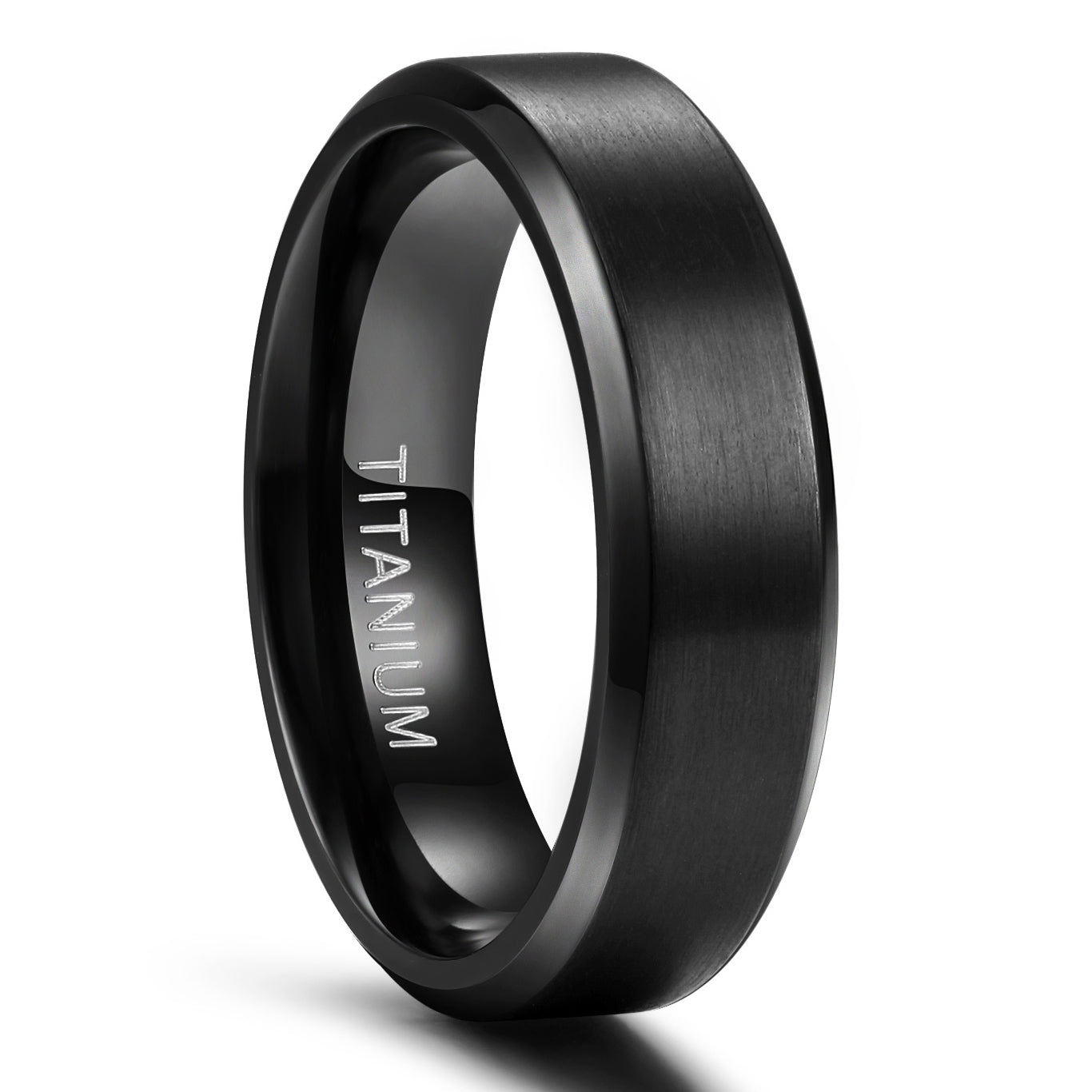Fashion Jewelry 6mm Titanium Ring Men Women Black Matte Wedding Engagement Band Brushed Unisex Couple Rings