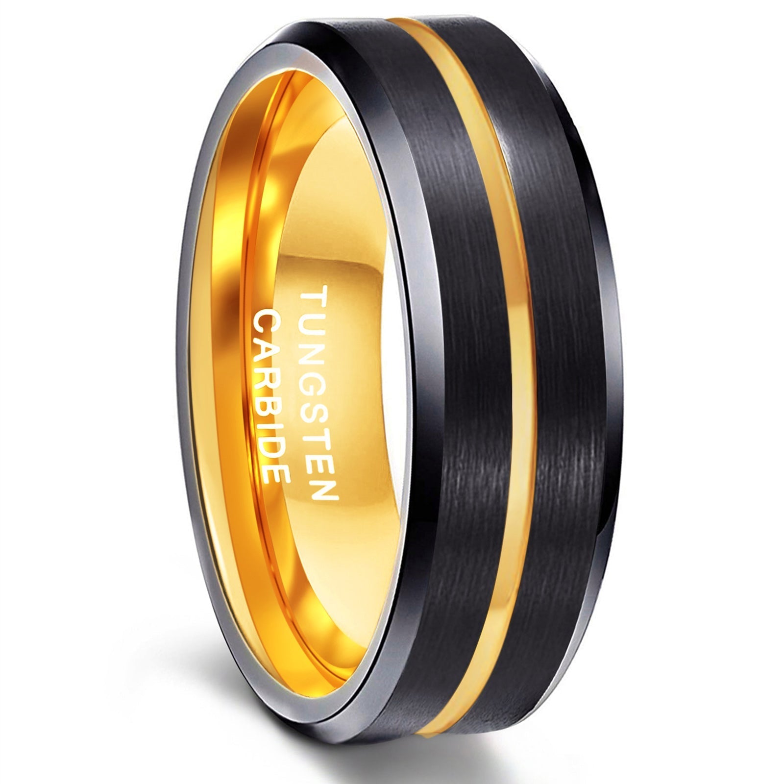Fashion Jewelry 8mm Men Women Ring Classic Black Tungsten Carbide Ring Luxury Black Gold Rings Wedding Band