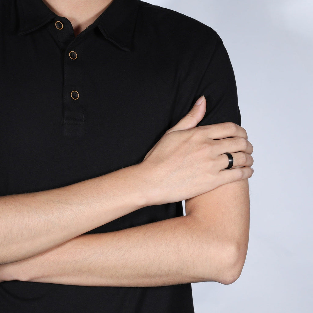 Fashion Jewelry Anniversary Gifts 6mm Brushed Simple Black Color Titanium Ring Men Women Wedding Engagement Band