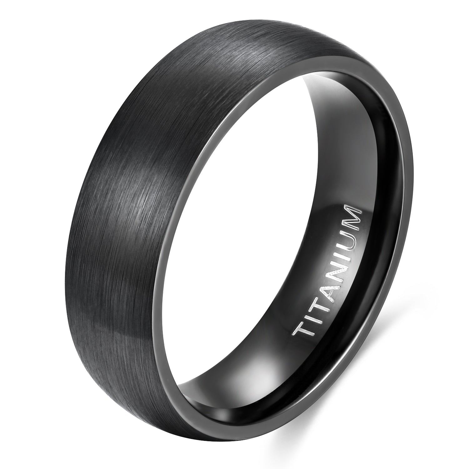 Fashion Jewelry Anniversary Gifts 6mm Brushed Simple Black Color Titanium Ring Men Women Wedding Engagement Band