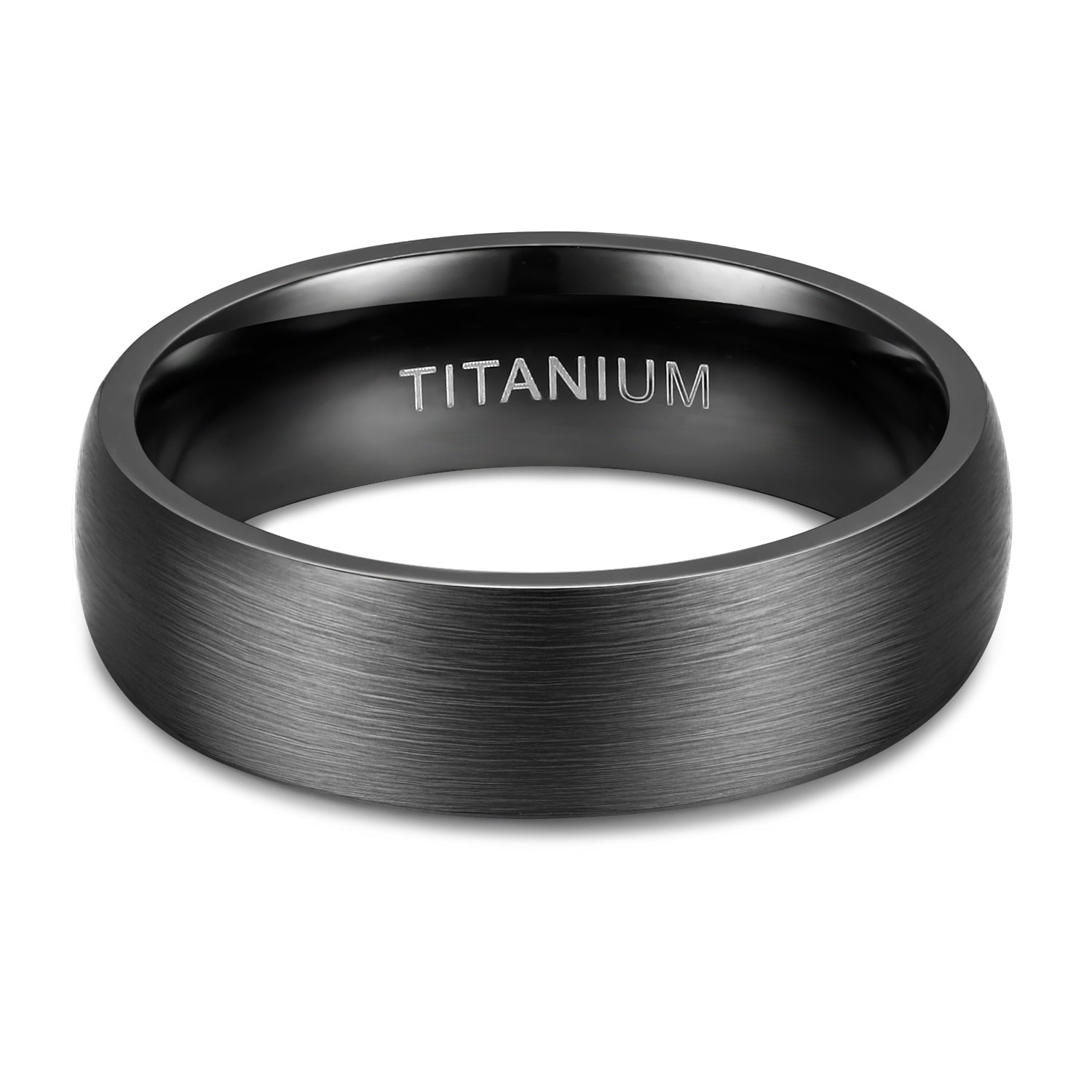 Fashion Jewelry Anniversary Gifts 6mm Brushed Simple Black Color Titanium Ring Men Women Wedding Engagement Band