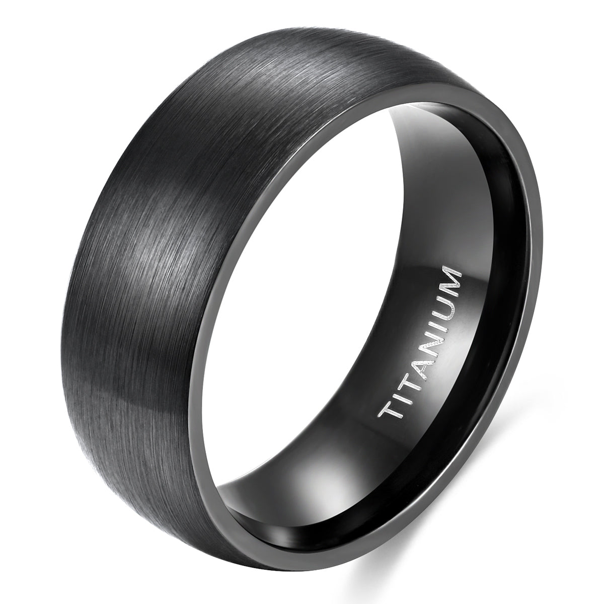 Fashion Jewelry Anniversary Gifts 8mm Brushed Simple Black Color Titanium Ring Men Women Wedding Engagement Band