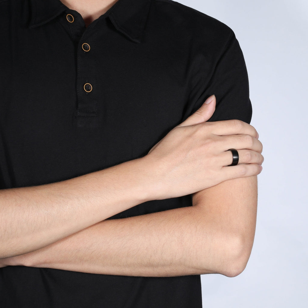 Fashion Jewelry Anniversary Gifts 8mm Brushed Simple Black Color Titanium Ring Men Women Wedding Engagement Band