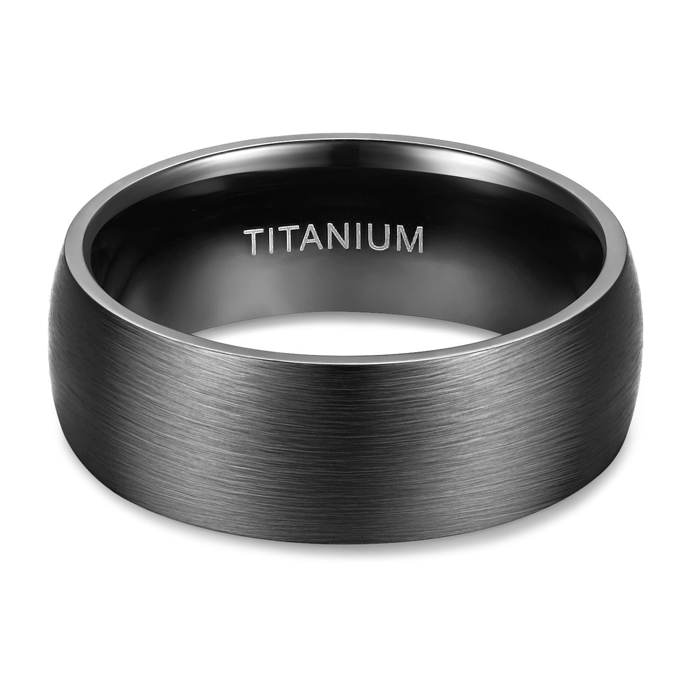 Fashion Jewelry Anniversary Gifts 8mm Brushed Simple Black Color Titanium Ring Men Women Wedding Engagement Band
