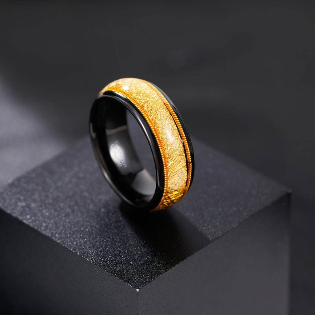 Fashion Male Jewelry 8mm Dual Guitar String and Gold Wire Tungsten Carbide Rings for Men Wedding Engagement