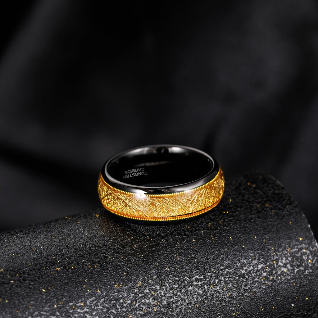 Fashion Male Jewelry 8mm Dual Guitar String and Gold Wire Tungsten Carbide Rings for Men Wedding Engagement