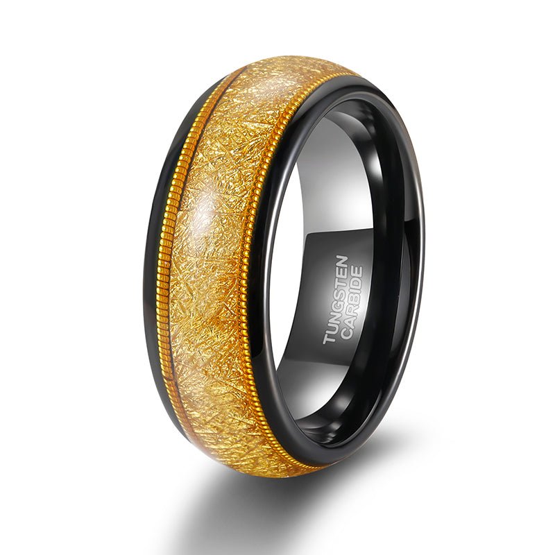 Fashion Male Jewelry 8mm Dual Guitar String and Gold Wire Tungsten Carbide Rings for Men Wedding Engagement