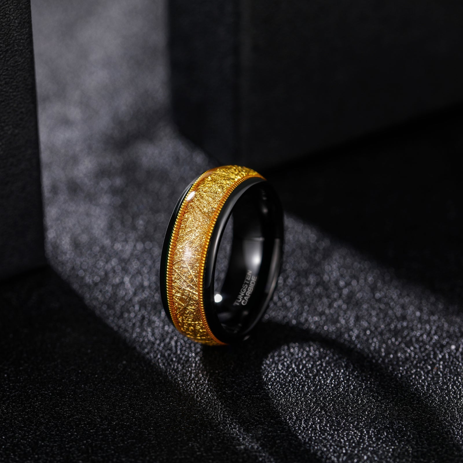 Fashion Male Jewelry 8mm Dual Guitar String and Gold Wire Tungsten Carbide Rings for Men Wedding Engagement