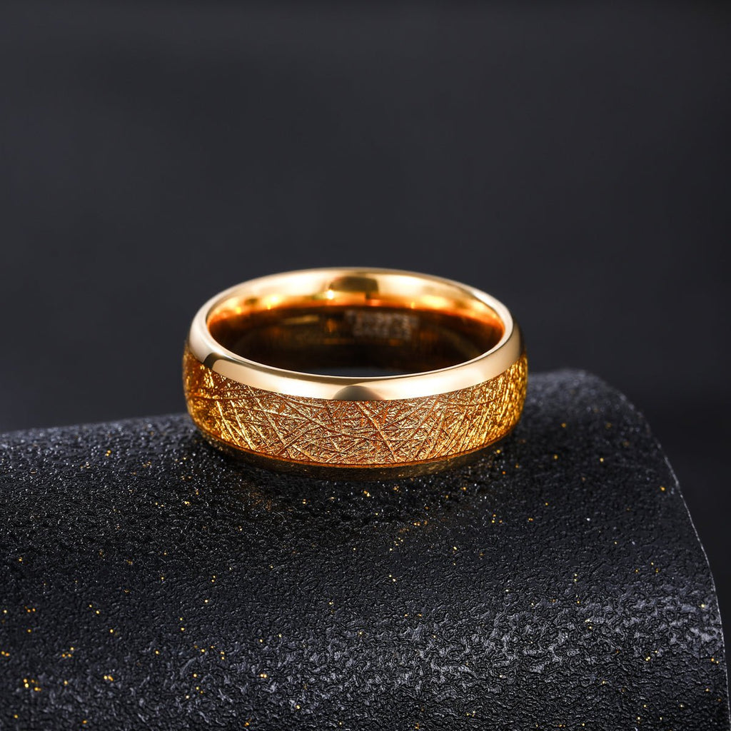 OAHLAN Men's 8mm Gold Plated Tungsten Carbide Ring Classic Style Fashion Jewelry for Engagement Anniversary Wedding Gift