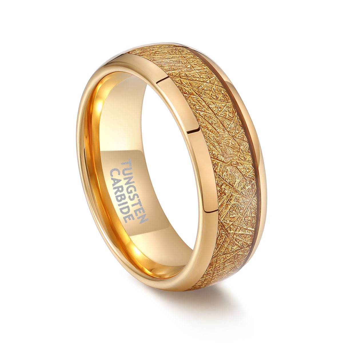 OAHLAN Men's 8mm Gold Plated Tungsten Carbide Ring Classic Style Fashion Jewelry for Engagement Anniversary Wedding Gift