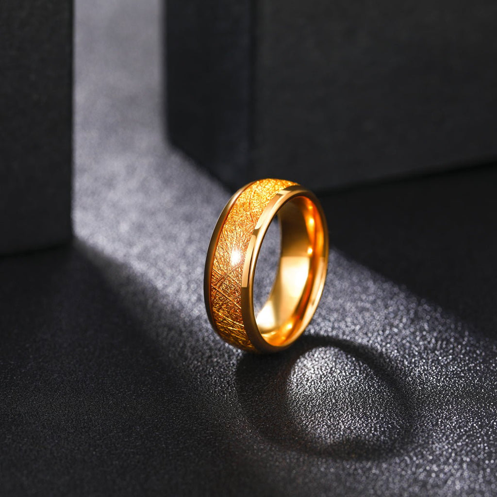 OAHLAN Men's 8mm Gold Plated Tungsten Carbide Ring Classic Style Fashion Jewelry for Engagement Anniversary Wedding Gift