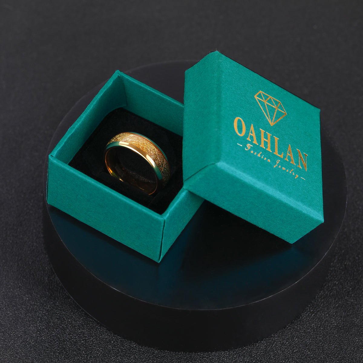 OAHLAN Men's 8mm Gold Plated Tungsten Carbide Ring Classic Style Fashion Jewelry for Engagement Anniversary Wedding Gift